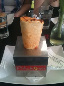 This isn't exactly moussaka, but I had a pizza burrito for lunch and it was fantastic.